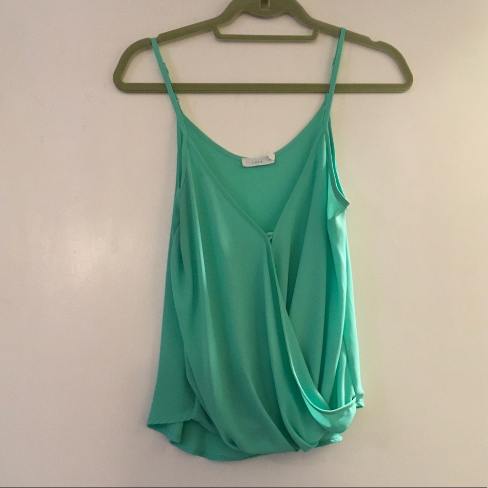 Chiffon Green Wrap Tank Top